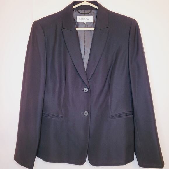 Calvin Klein womens classic black two button blazer size 12 petite - Picture 1 of 8
